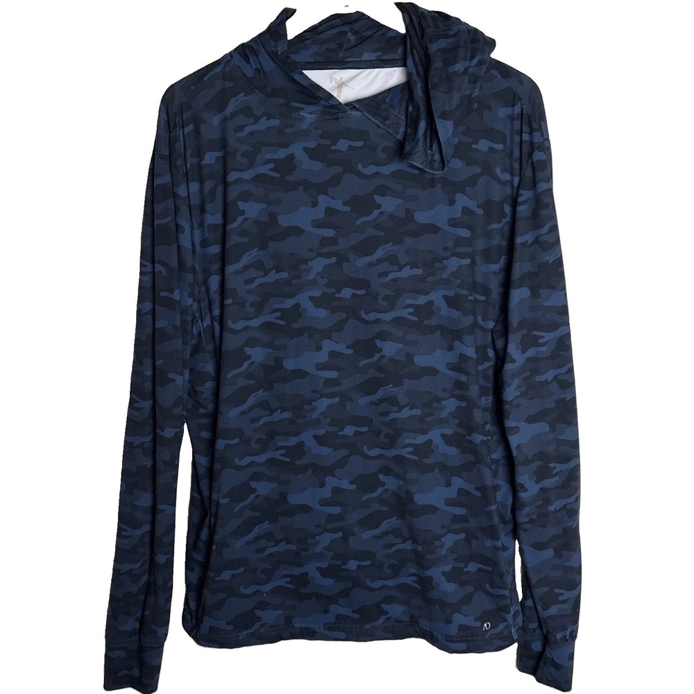 Anderson Ord Performance Shirt Hooded Pullover Mens Medium Blue Camo Golf Logo
